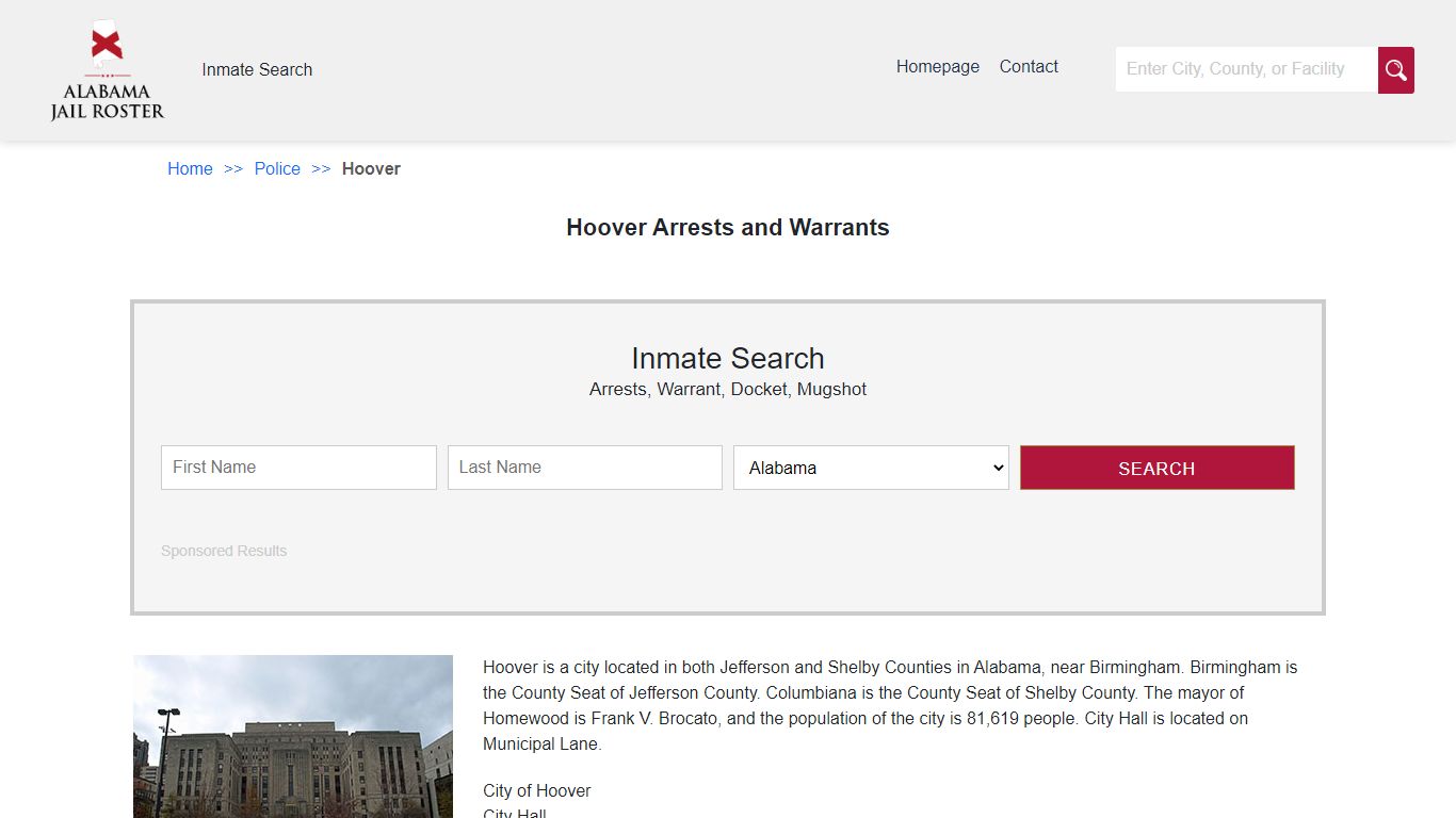 Hoover Arrests and Warrants | Alabama Jail Inmate Search